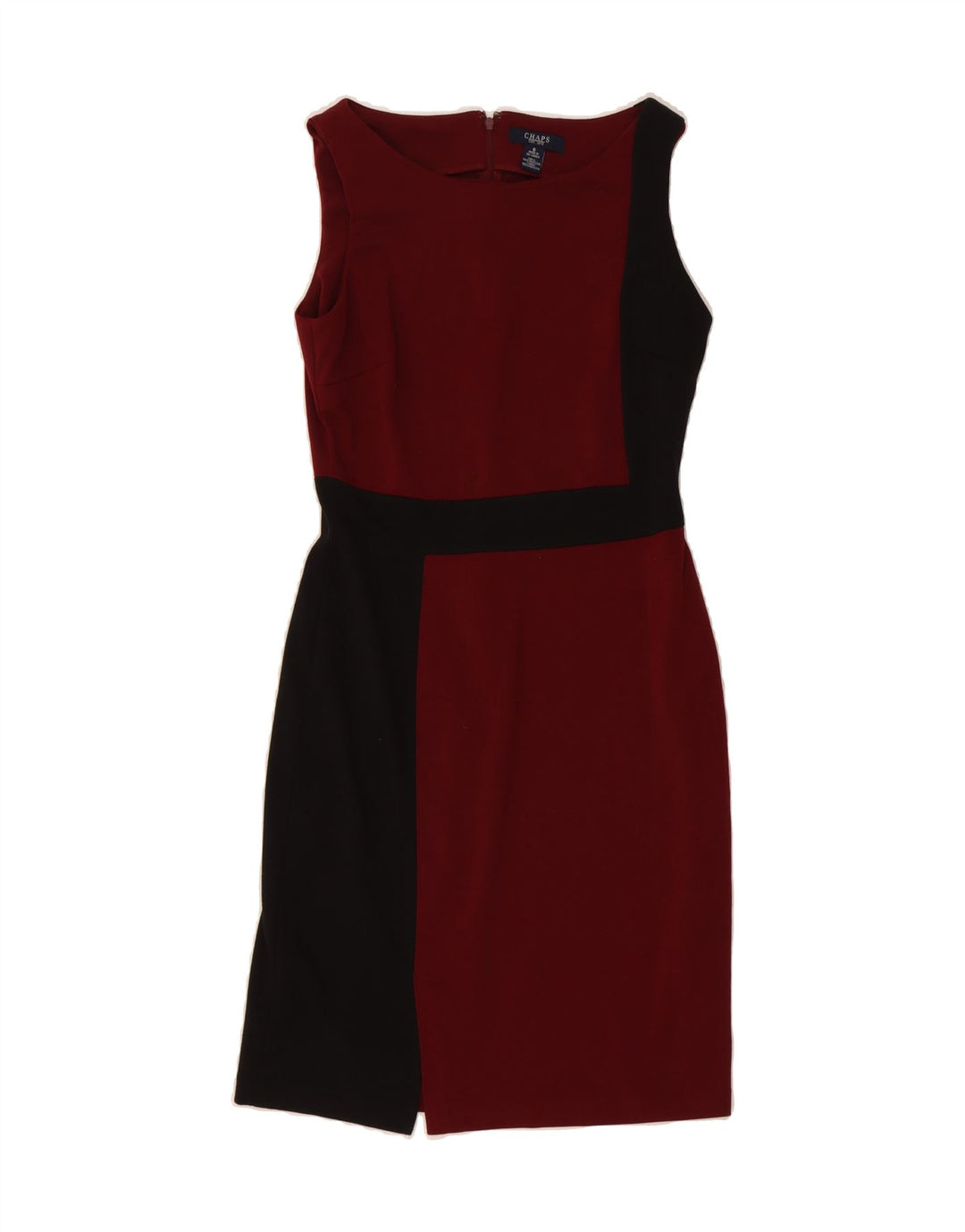 CHAPS Womens Sleeveless Sheath Dress US 6 Medium Red Colourblock Polyester Vintage Chaps and Second-Hand Chaps from Messina Hembry 
