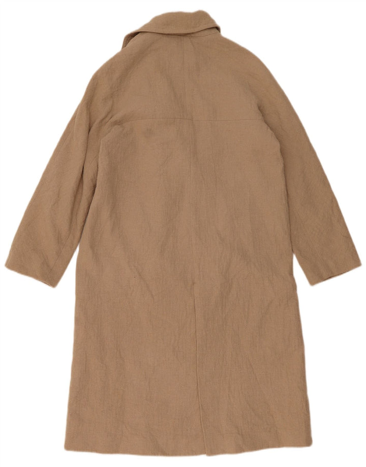 ZARA Damen Zweireihiger Mantel UK 14 Mittelbeige Baumwolle