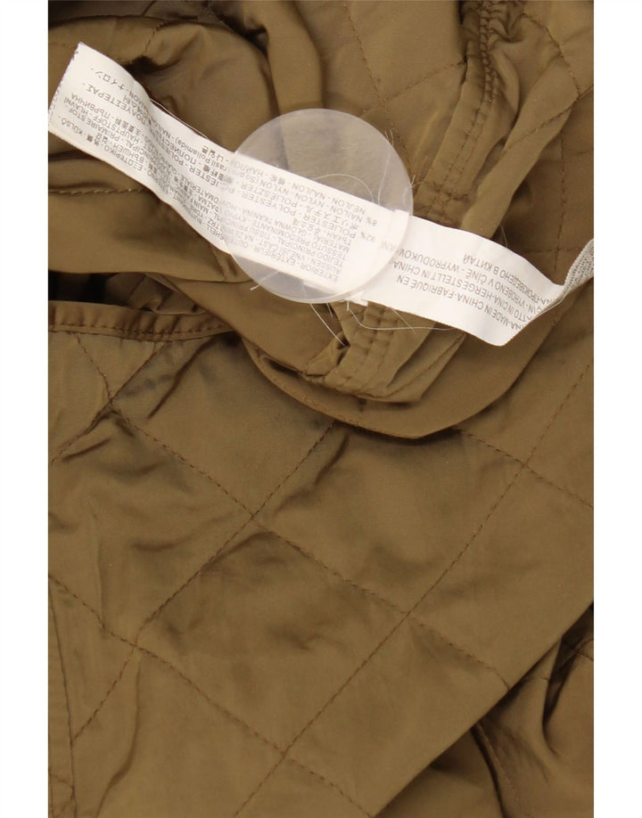 ZARA Damen Steppjacke mit Kapuze UK 14 Medium Khaki Polyester