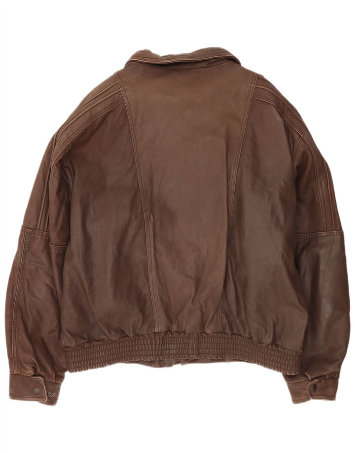 Vintage Herren Loose Fit Lederjacke IT 50 Großes braunes Leder