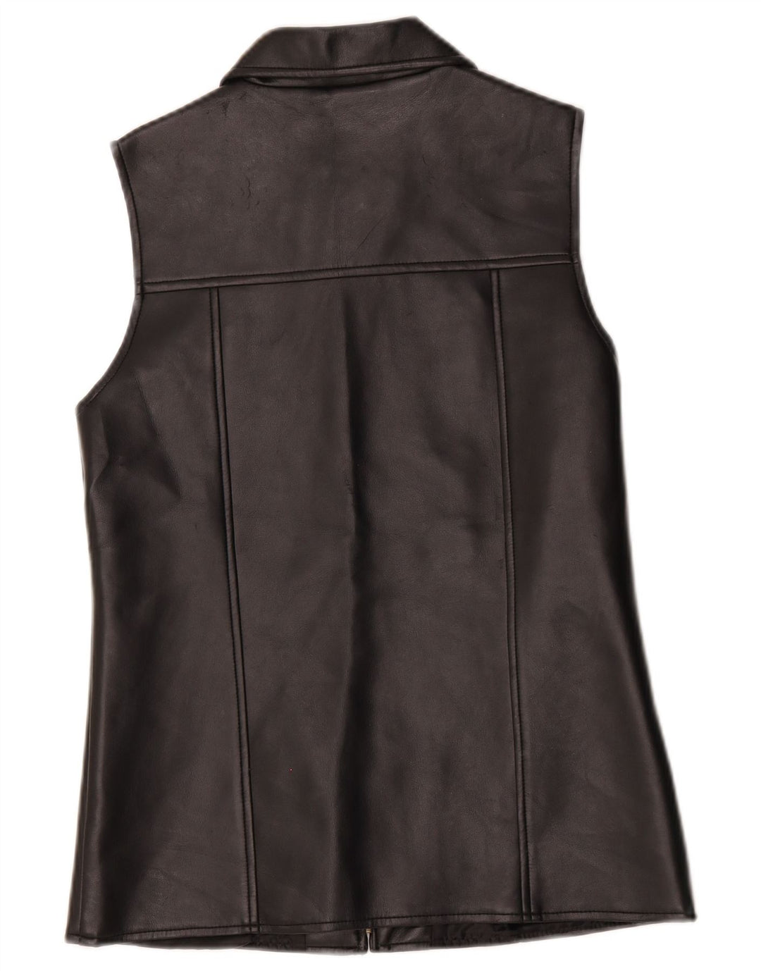 Vintage Damen Lederweste UK 10 Small Schwarz