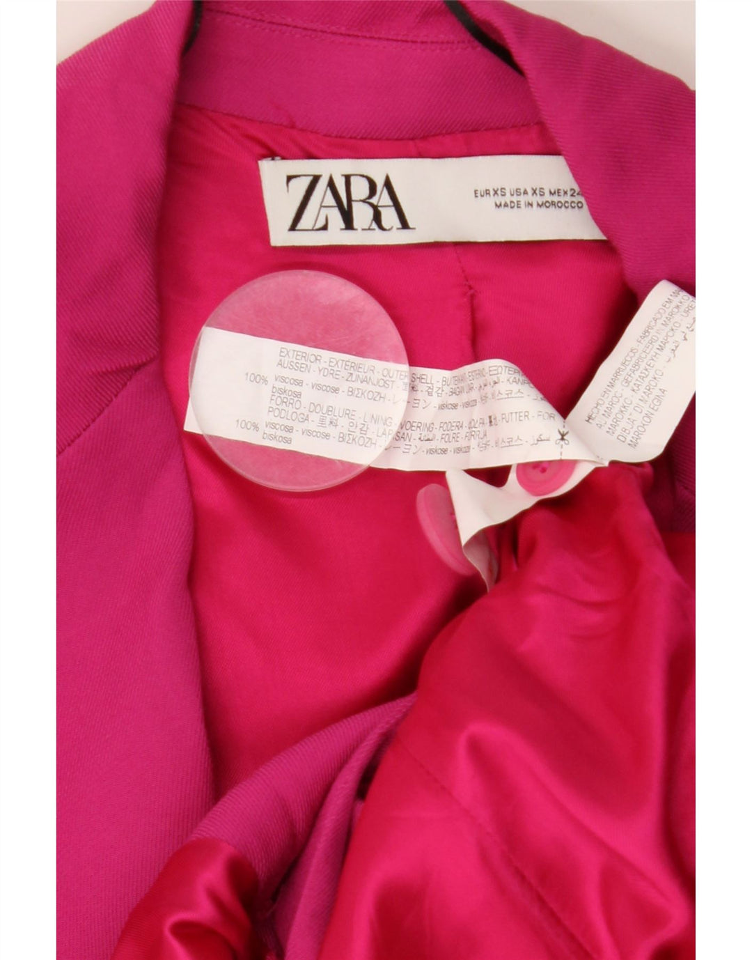 ZARA Damen-Blazer mit lockerer Passform, zweireihig, Gr. 6, XS, rosa Viskose