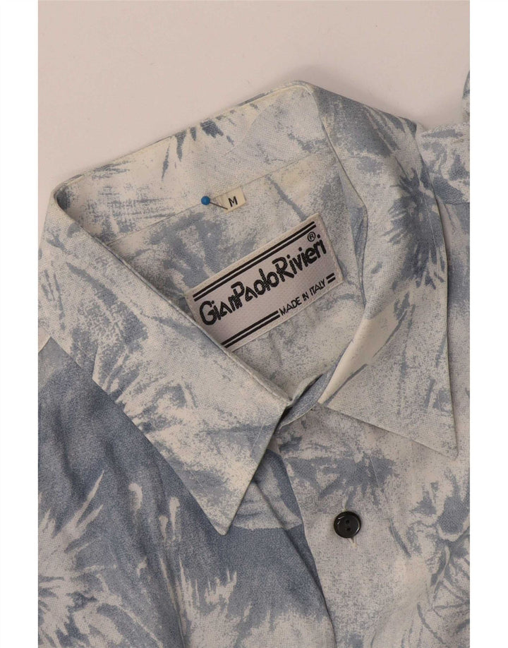 Vintage Herren Kurzarmhemd Mittelblau Tie Dye