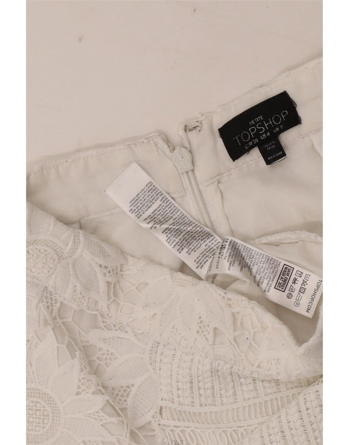 Topshop Damen Minirock UK 8 Small W28 Weiß geblümtes Polyester