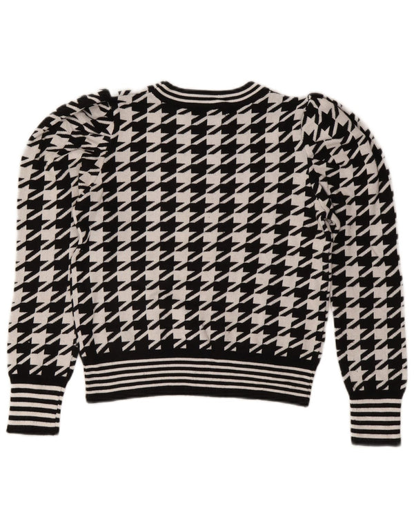 Oasis Damen-Pullover mit bauchfreiem U-Boot-Ausschnitt, Gr. 10, Größe S, Schwarz, Hahnentrittmuster