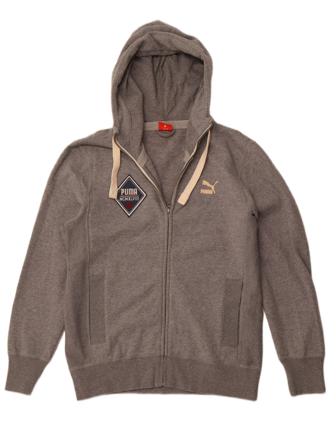 PUMA Herren-Kapuzenpullover mit Reißverschluss, mittelgraue Baumwolle