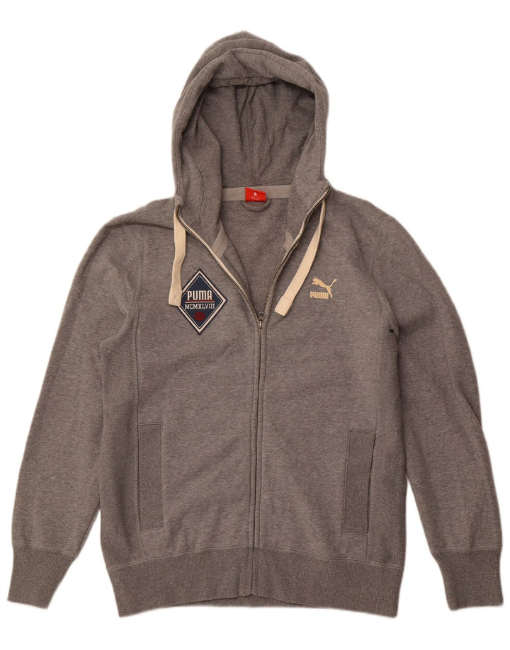 PUMA Herren-Kapuzenpullover mit Reißverschluss, mittelgraue Baumwolle