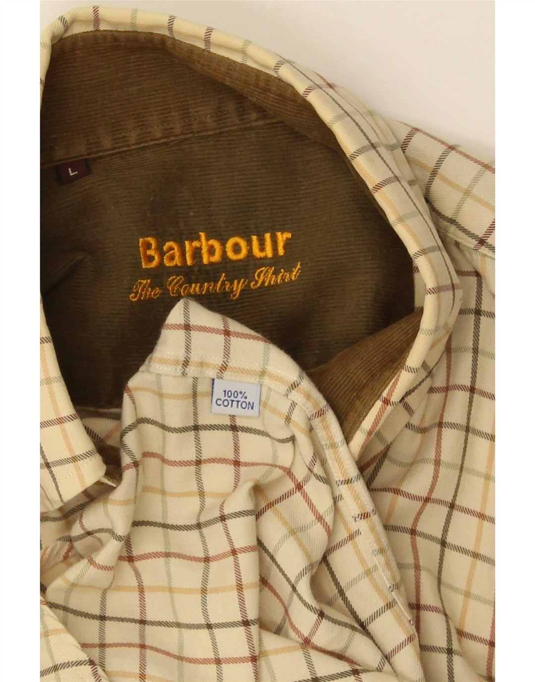 Barbour Herren-Flanellhemd, groß, beige, kariert, Baumwolle