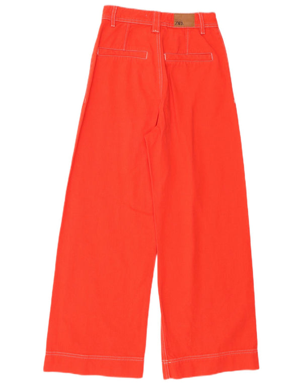 ZARA Damen Freizeithose mit hoher Taille und weitem Bein, EU 32, 2XS, W22, L26, Orange