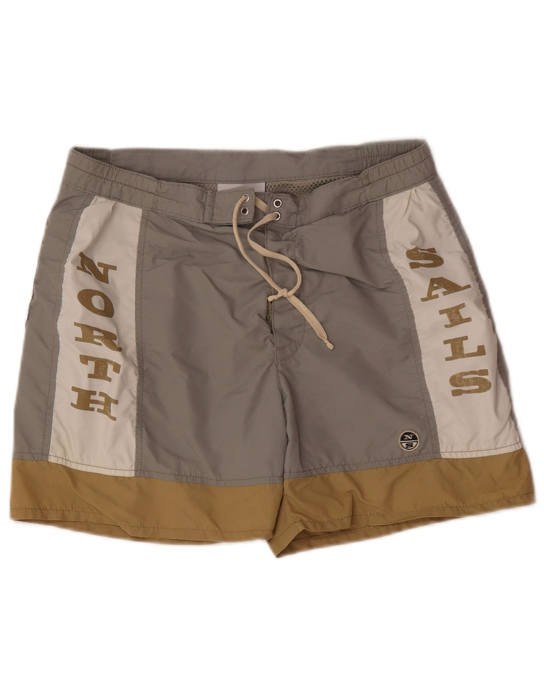 North Sails Herren-Badeshorts mit Grafik, mittelgraues Colourblock-Polyamid