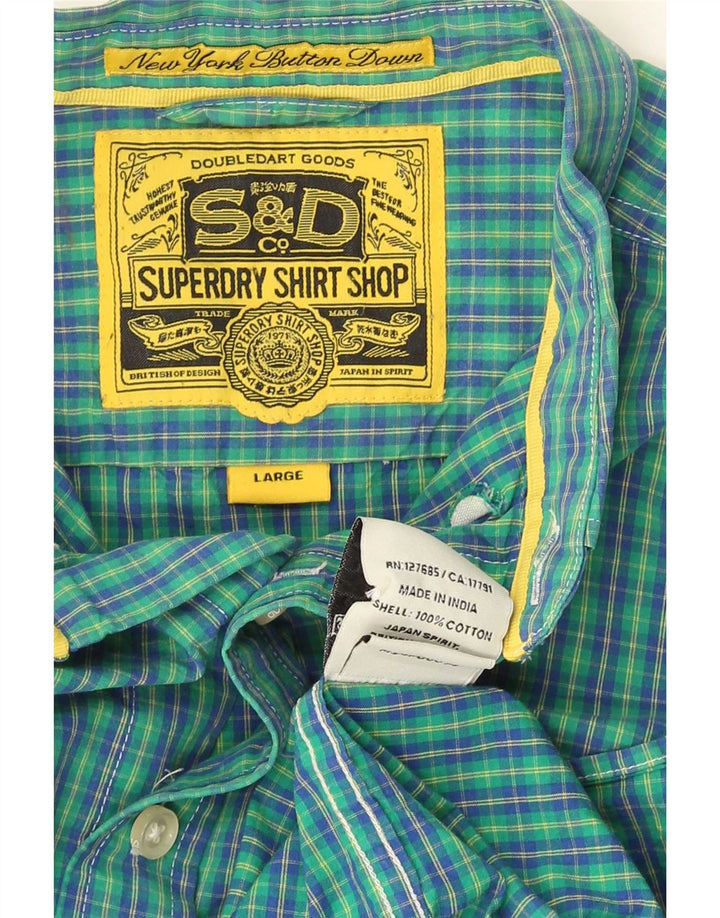 Superdry Herrenhemd aus Baumwolle, groß, blau kariert