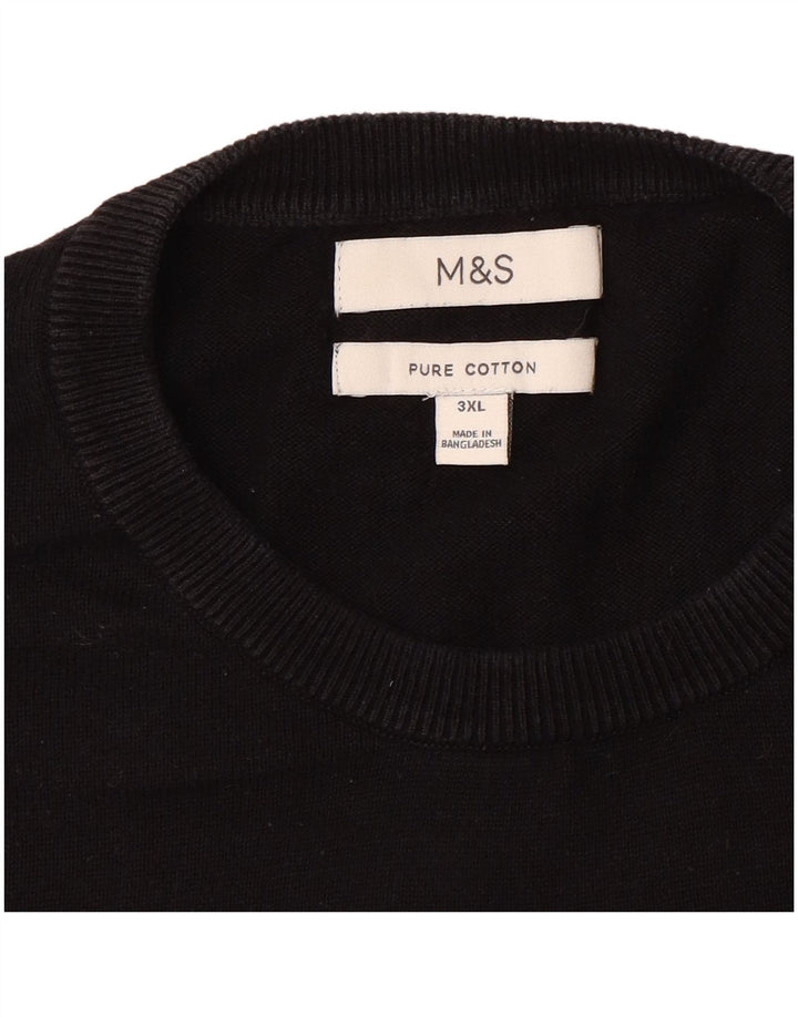 Marks & Spencer Herren-Pullover mit Rundhalsausschnitt, 3XL, schwarze Baumwolle