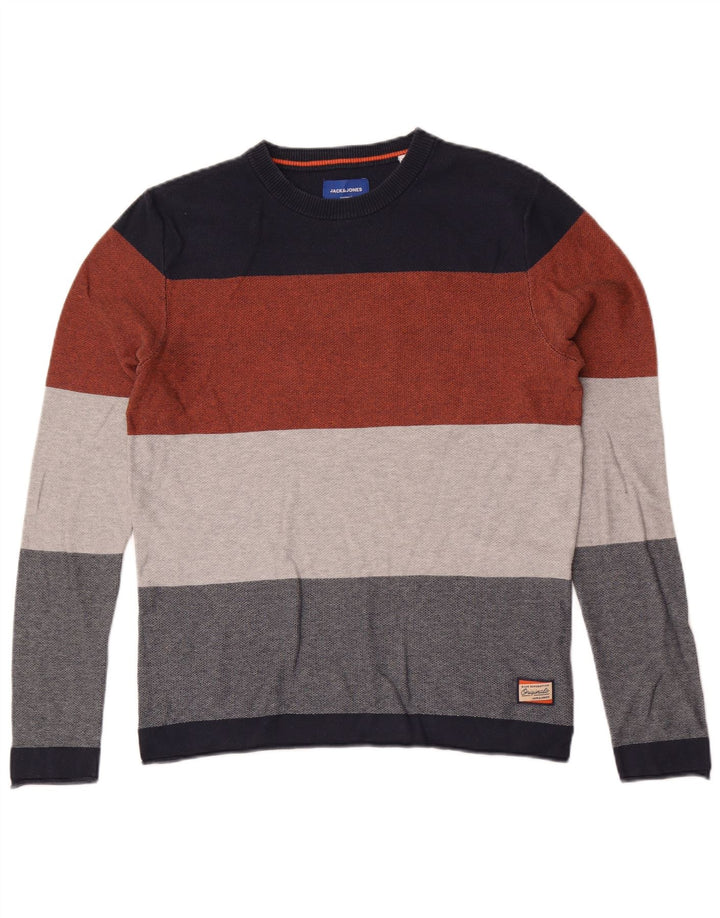 Jack & Jones Herren-Oberteil, langärmelig, mittelgroß, mehrfarbig, gestreift, Baumwolle