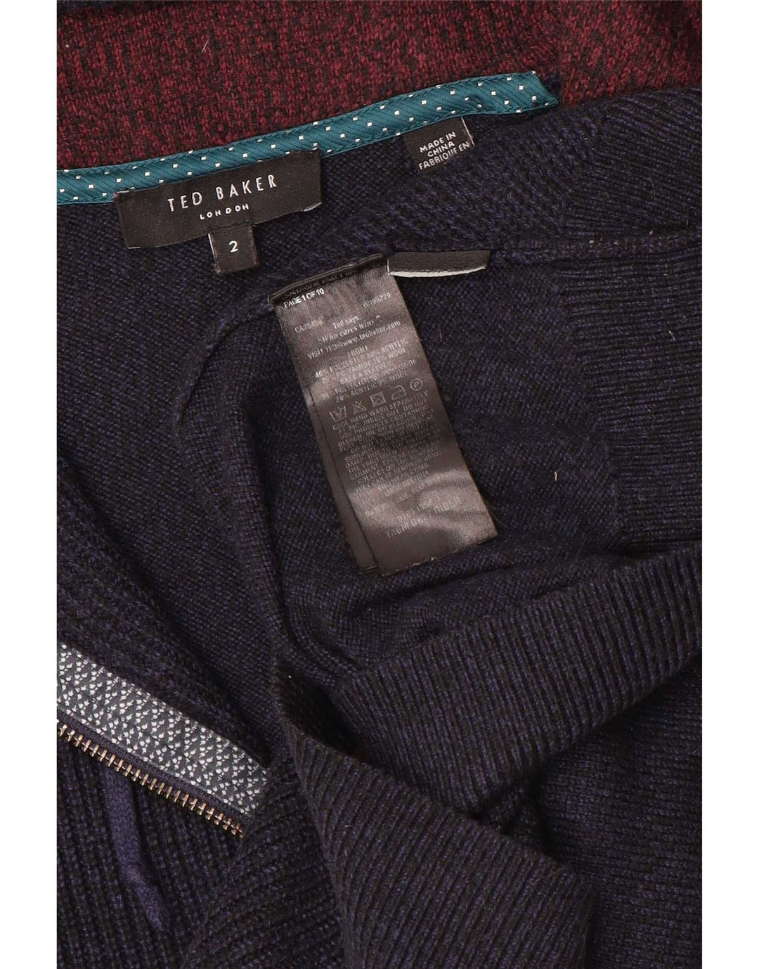 Ted Baker Herren-Cardigan mit Kapuze und durchgehendem Reißverschluss, Größe 2, klein, Marineblau