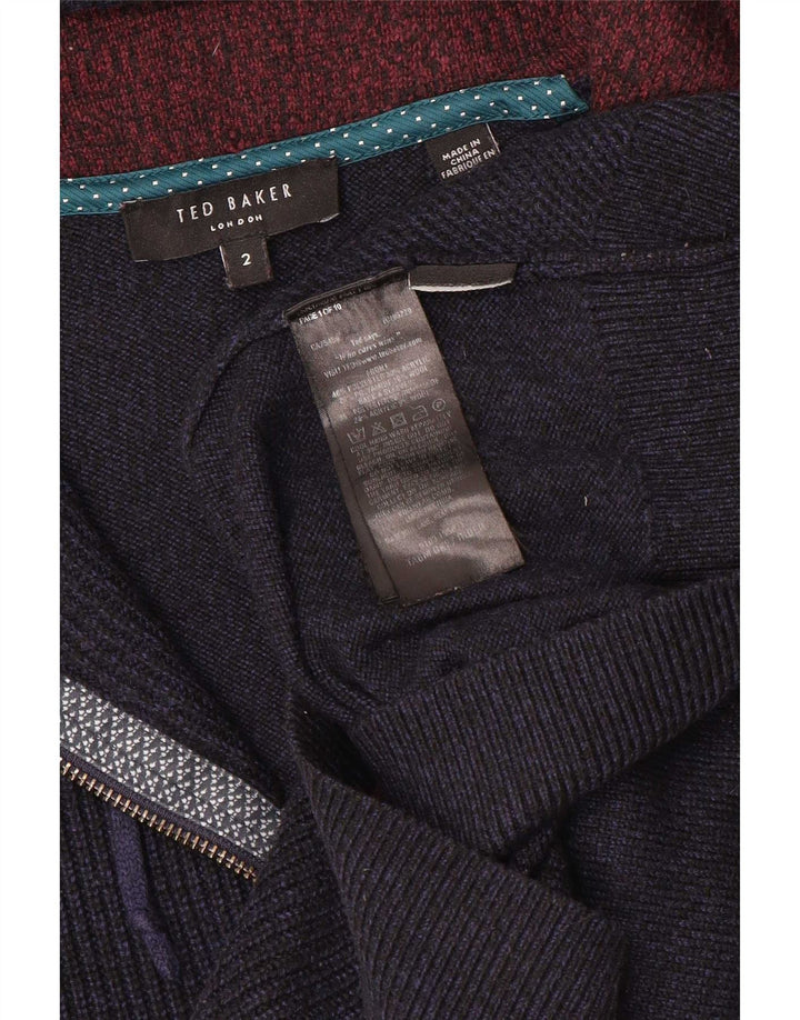 Ted Baker Herren-Cardigan mit Kapuze und durchgehendem Reißverschluss, Größe 2, klein, Marineblau
