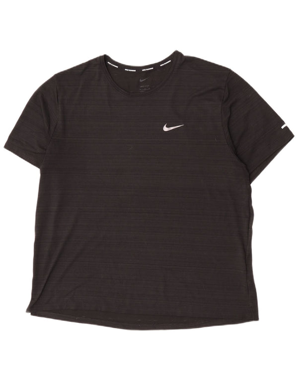 Nike Damen Dri Fit T-Shirt Top UK 18 XL Schwarz gestreift Polyester