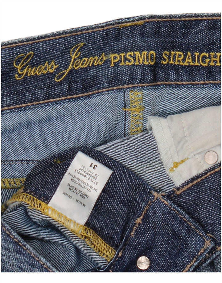 GUESS Damen Pismo Straight Jeans W31 L33 Blaue Baumwolle
