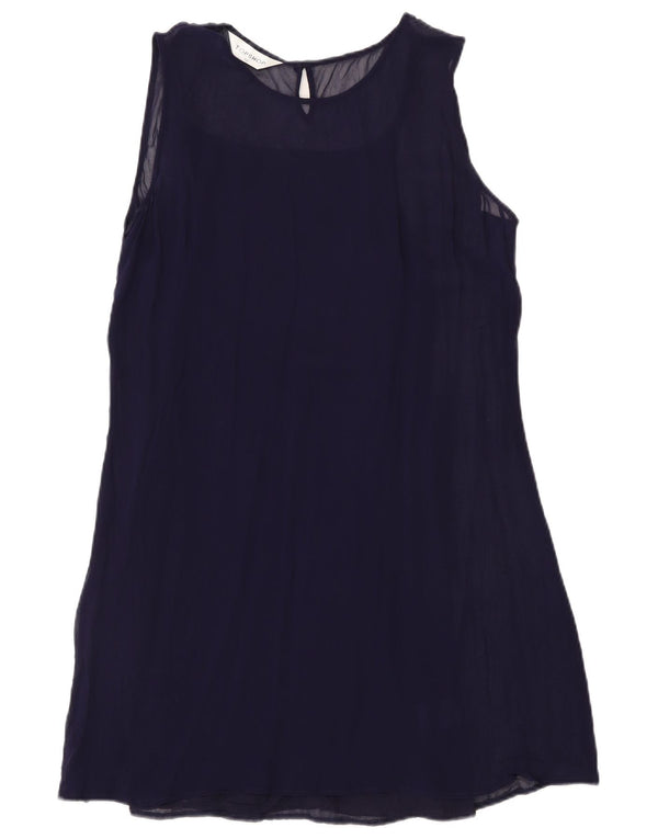 Topshop Damen Ärmelloses Etuikleid UK 12 Medium Marineblau Viskose
