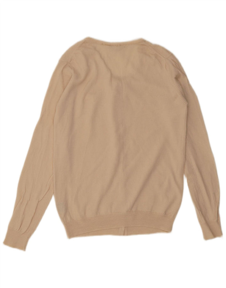 Lacoste Damen-Strickjacke, Größe 42, groß, beige Schurwolle