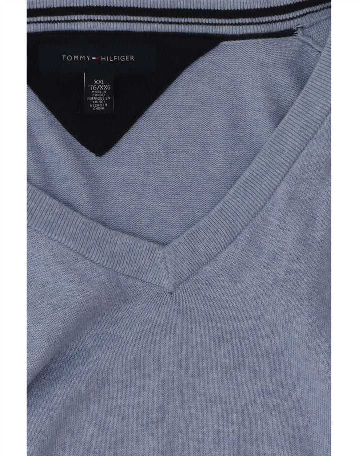 Tommy Hilfiger Herren-Pullover mit V-Ausschnitt, 2XL, Blau
