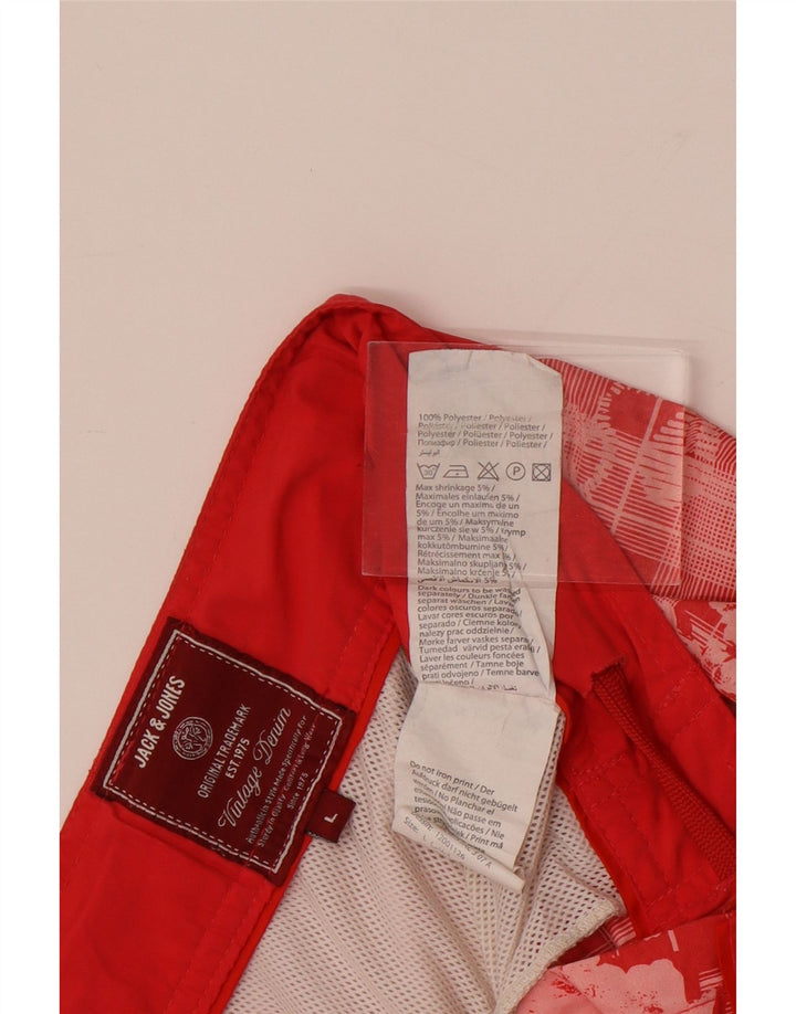 Jack & Jones Herren-Badeshorts, groß, rotes Blumenmuster, Polyester