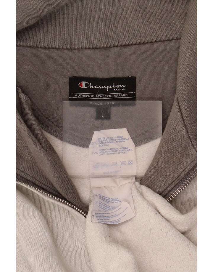 Champion Herren-Sweatshirt mit grafischem Reißverschluss, Größe L, Baumwolle, Grau
