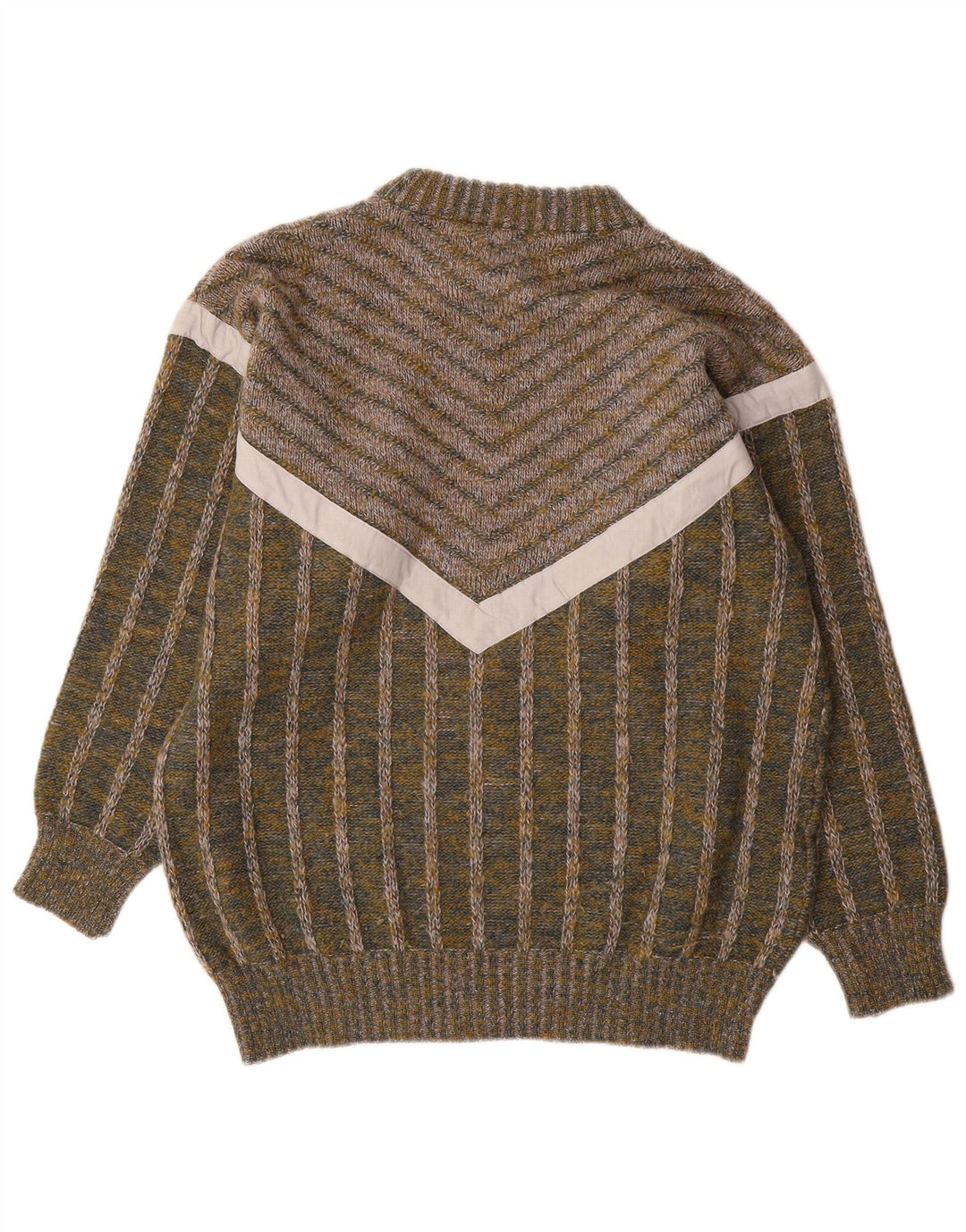 Vintage Herren Pullover mit Rundhalsausschnitt, Mittelgrün gestreift