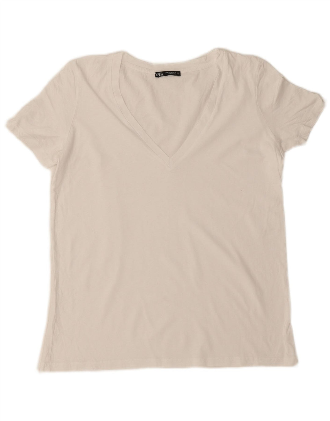 Zara Damen T-Shirt Top UK 10 Small Weiß