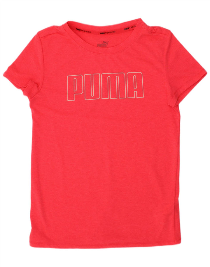 PUMA Girls Graphic T-Shirt Top 9-10 Years Red Polyester
