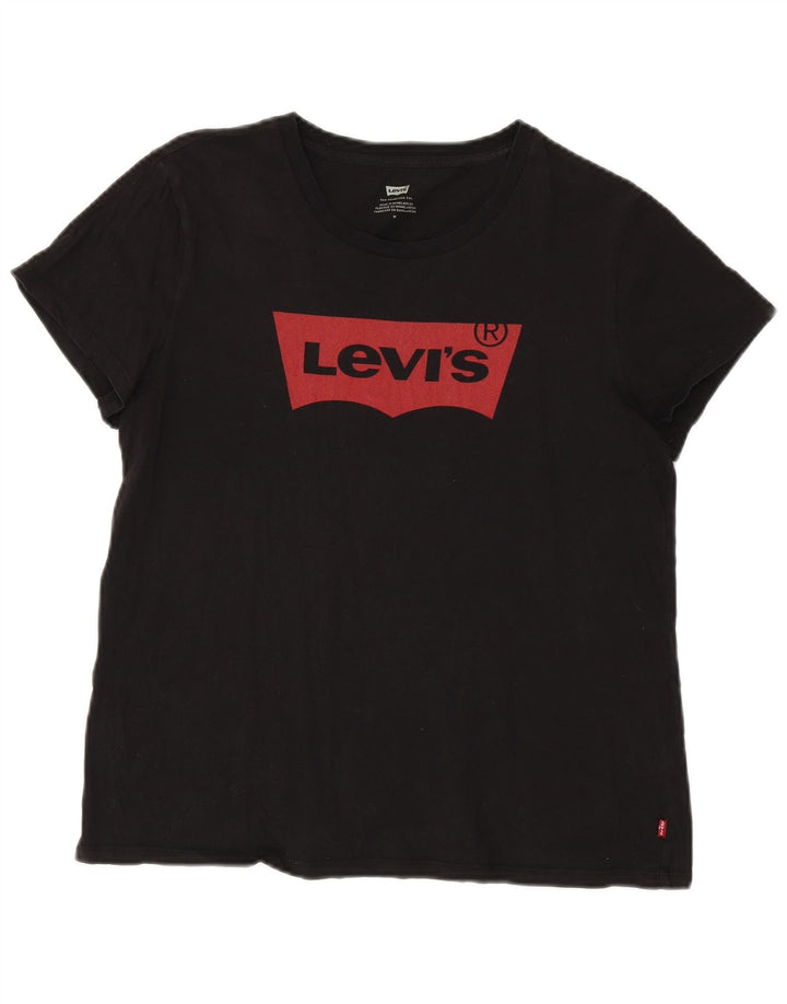 Levi's Damen-T-Shirt in Übergröße mit Grafik, UK 14, mittelschwarz, Baumwolle