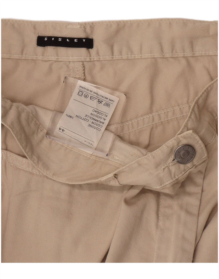 Sisley Damen Tapered Capri-Hose IT 44 Medium W28 L22 Beige Baumwolle
