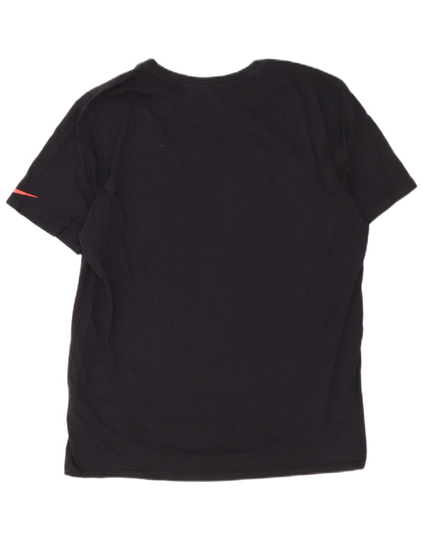 Nike Herren-T-Shirt mit sportlichem Schnitt und Grafik, Größe L, aus schwarzer Baumwolle