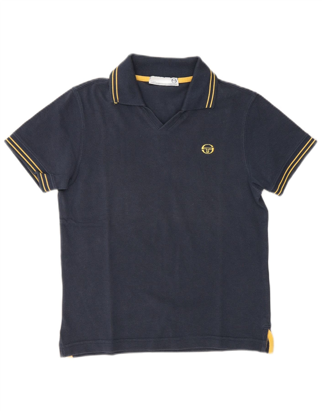 Sergio Tacchini Damen Poloshirt UK 12 Medium Marineblau Baumwolle
