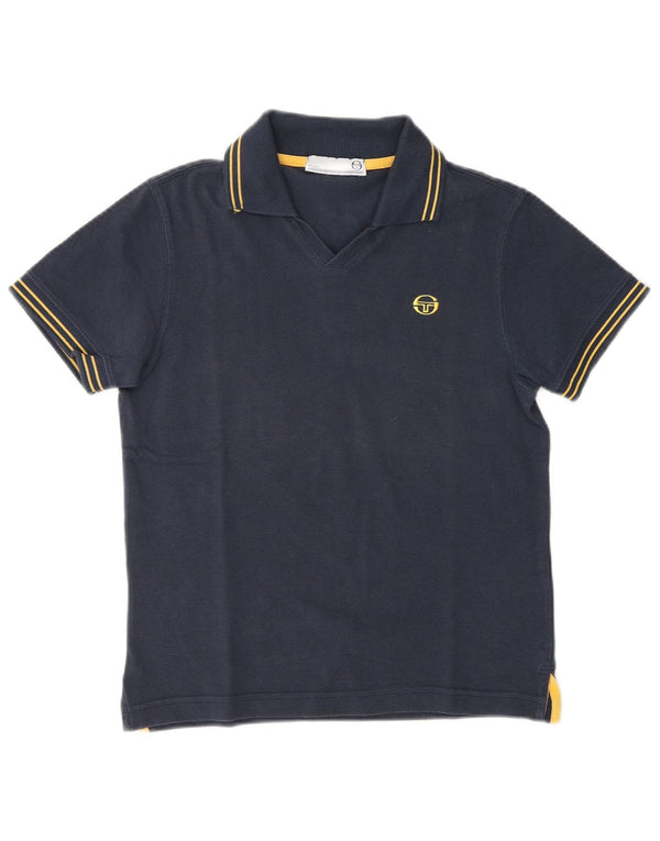 Sergio Tacchini Damen Poloshirt UK 12 Medium Marineblau Baumwolle
