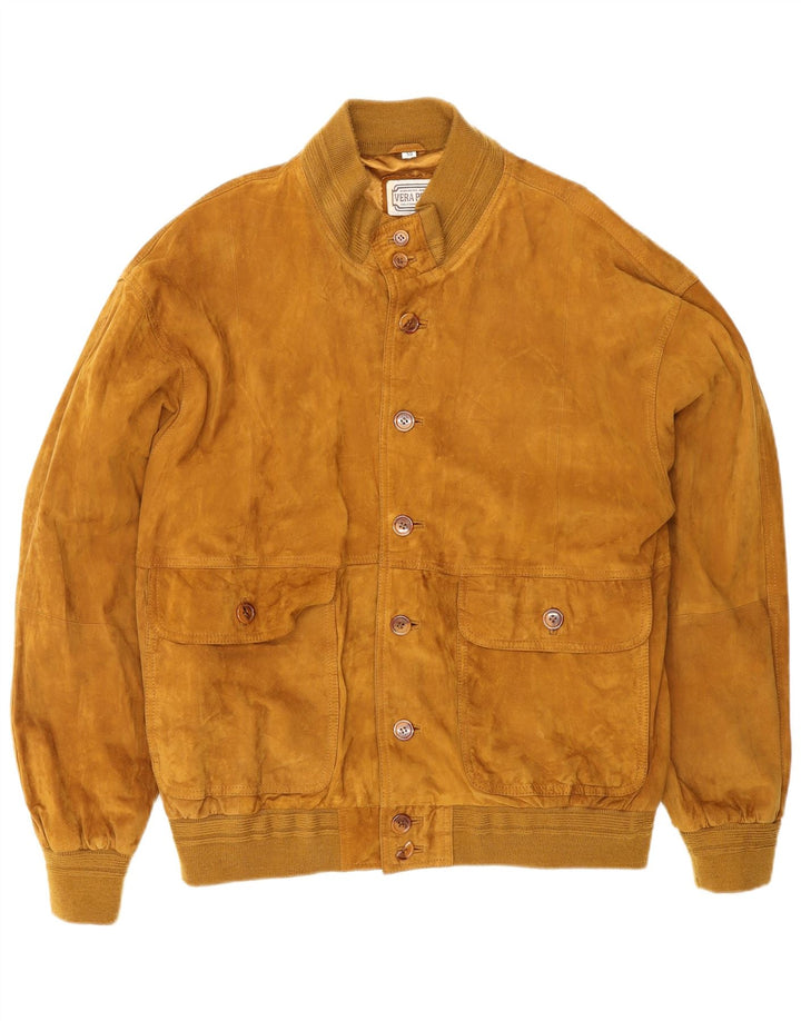 VINTAGE Herren Wildleder Bomberjacke IT 50 Großes braunes Leder