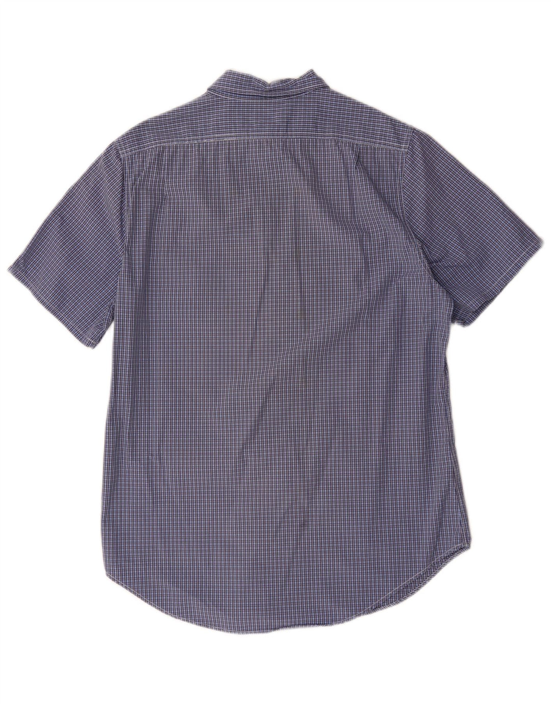 Ralph Lauren Herren-Kurzarmhemd aus mittelblau karierter Baumwolle