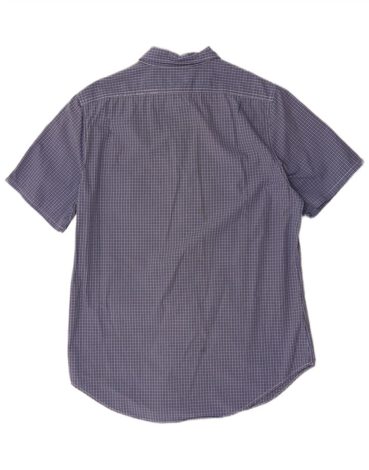 Ralph Lauren Herren-Kurzarmhemd aus mittelblau karierter Baumwolle