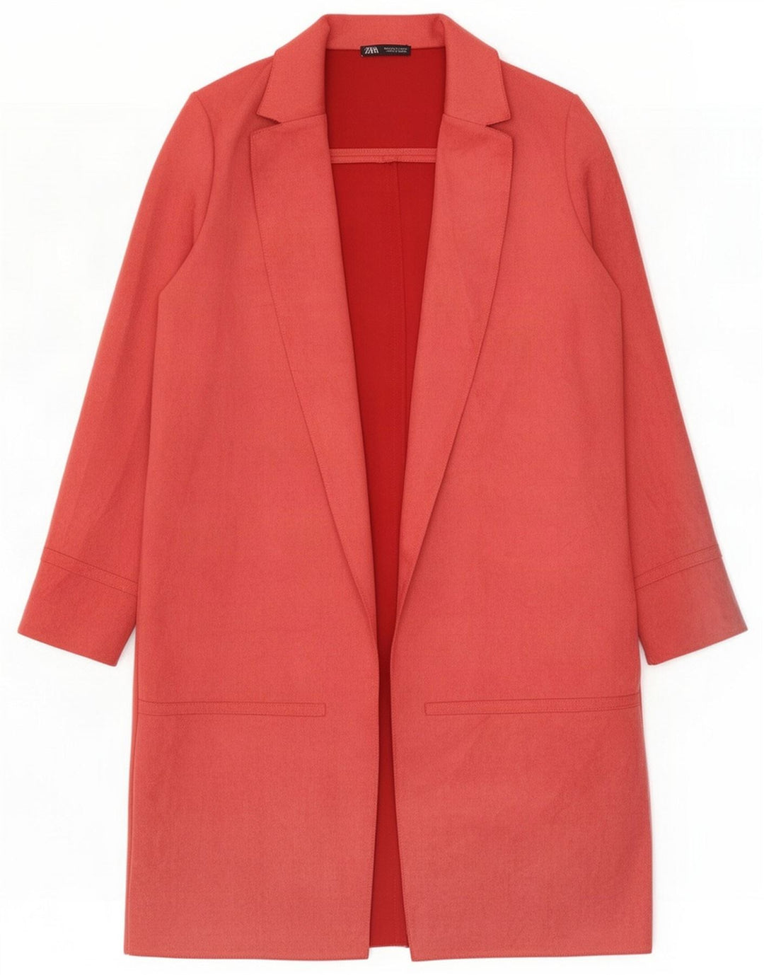Zara Damen Longline Open Blazer Jacke UK 12 Large Pink Polyester