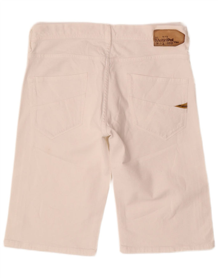 Meltin' Pot Herren-Jeansshorts, W34, Größe L, weiße Baumwolle
