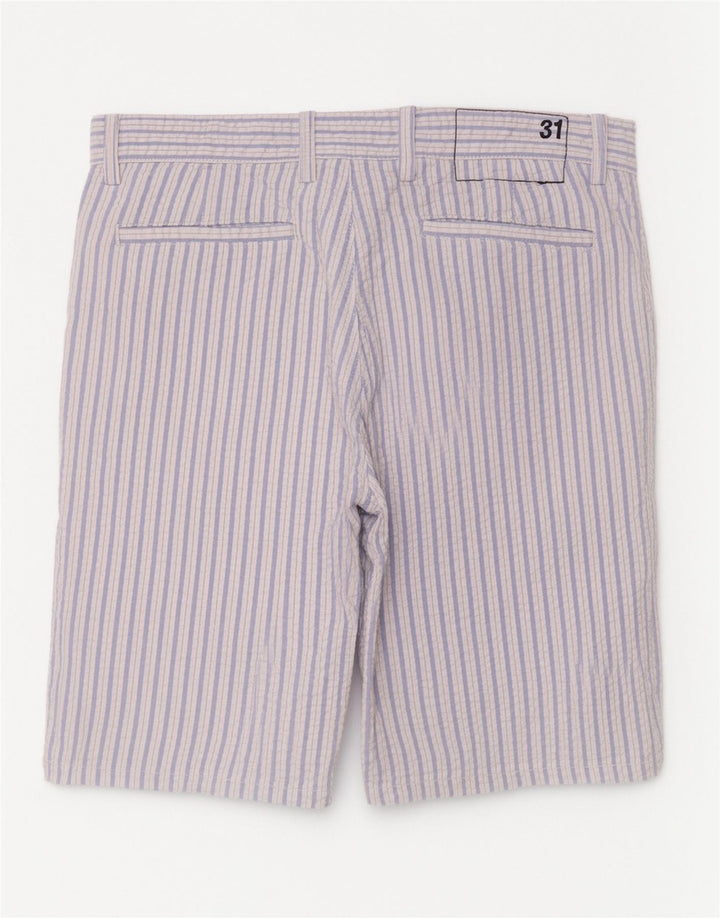 Sun68 Herren-Chinoshorts W31 Mittelblau gestreift aus Baumwolle