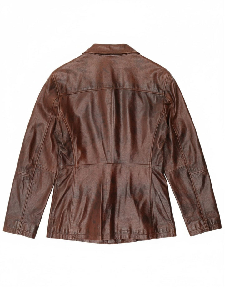 VINTAGE Womens Leather Jacket UK 14 Large Brown