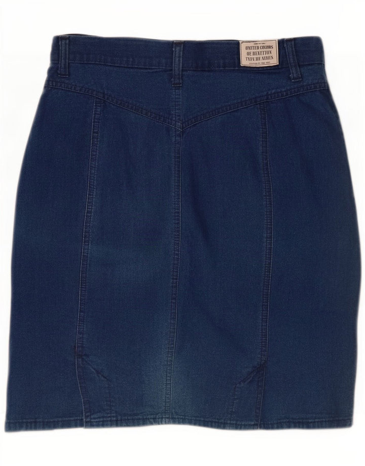 Benetton Damen Jeansrock IT 44 Medium W28 Blaue Baumwolle