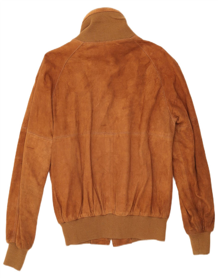 VINTAGE Herren Wildleder Bomberjacke IT 50 Großes Beige Leder