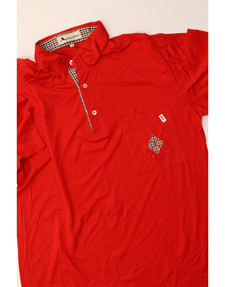 AQUASCUTUM Mens Polo Shirt Small Red Cotton Vintage Aquascutum and Second-Hand Aquascutum from Messina Hembry 