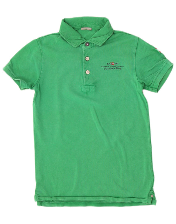 Napapijri Geographic-Poloshirt für Jungen, 13–14 Jahre, grüne Baumwolle