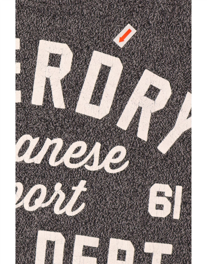 SUPERDRY Grafisches T-Shirt-Oberteil für Herren aus mittelgrau gesprenkelter Baumwolle