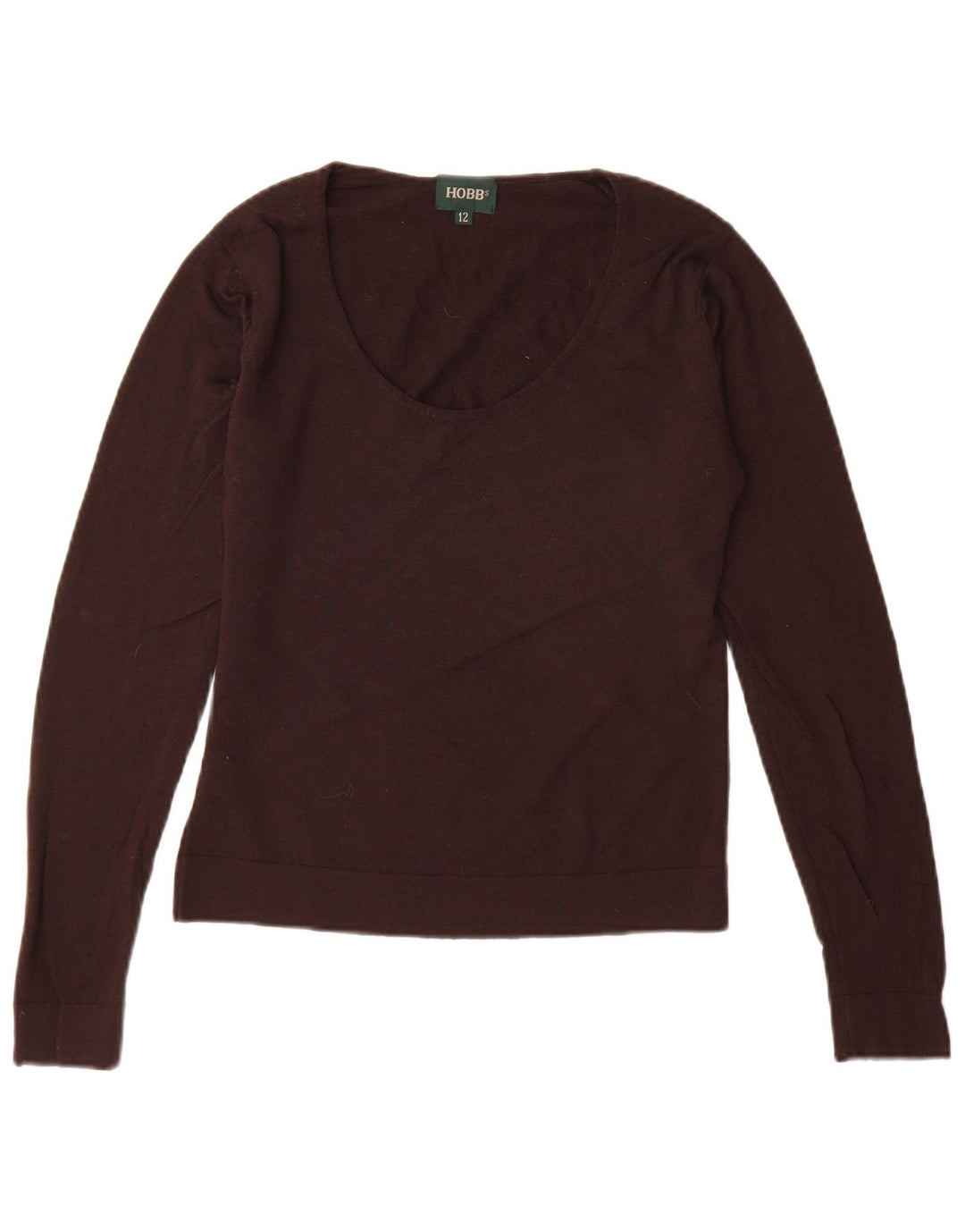 HOBBS Damen-Pullover mit U-Boot-Ausschnitt, UK 12, mittelbraune Schurwolle