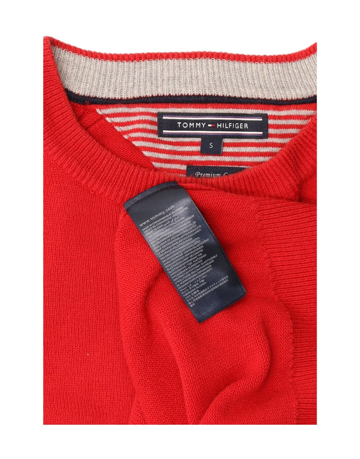 TOMMY HILFIGER Mens Crew Neck Jumper Sweater Small Red Cotton Vintage Tommy Hilfiger and Second-Hand Tommy Hilfiger from Messina Hembry 