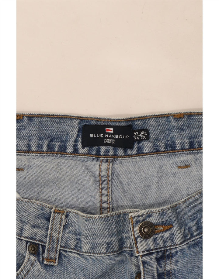 Marks & Spencer Herren Straight Jeans W38 L29 Blaue Baumwolle