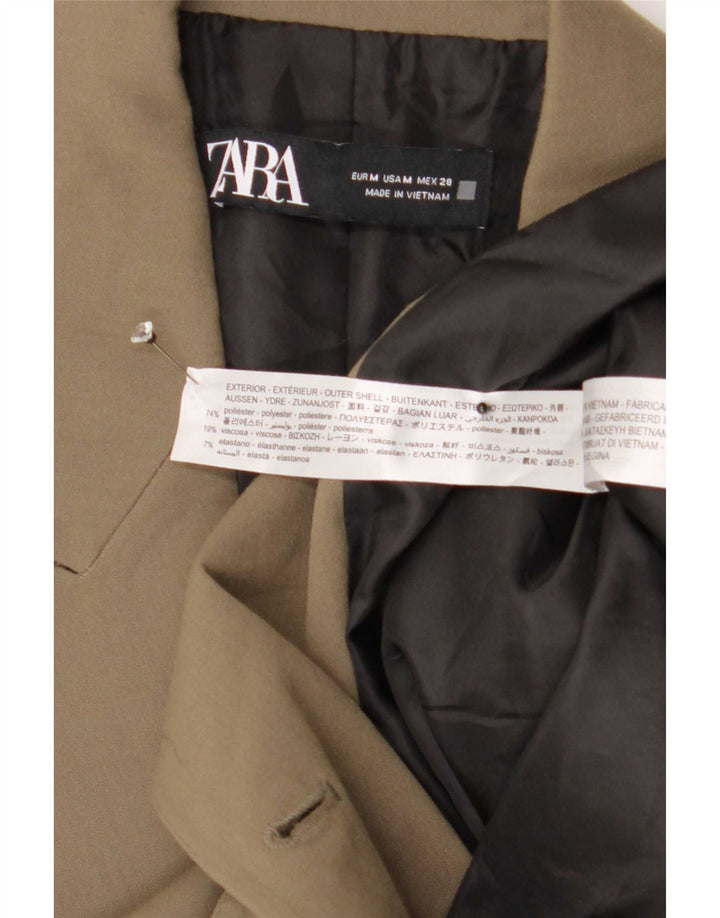 Zweireihiger Blazer für Damen von Zara, Größe UK 14, Mittelkhaki, Polyester